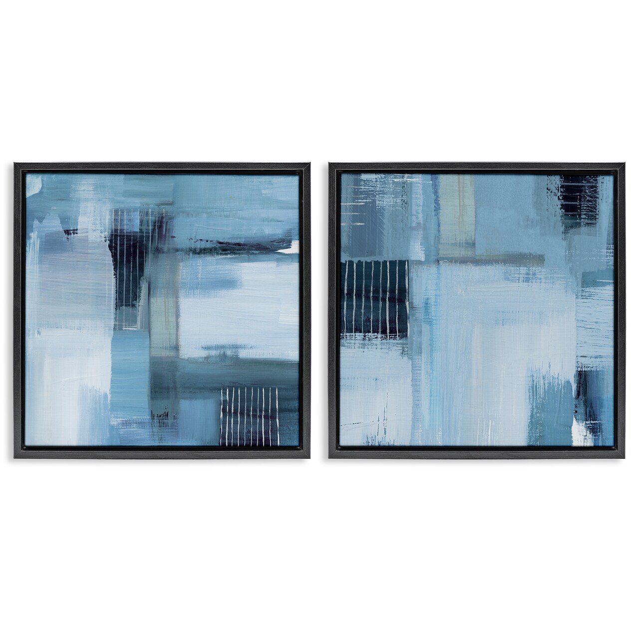 Stupell Industries Blue Abstract Linear Details 2pc Floater Framed Canvas Wall Art Set Design by Susan Jill